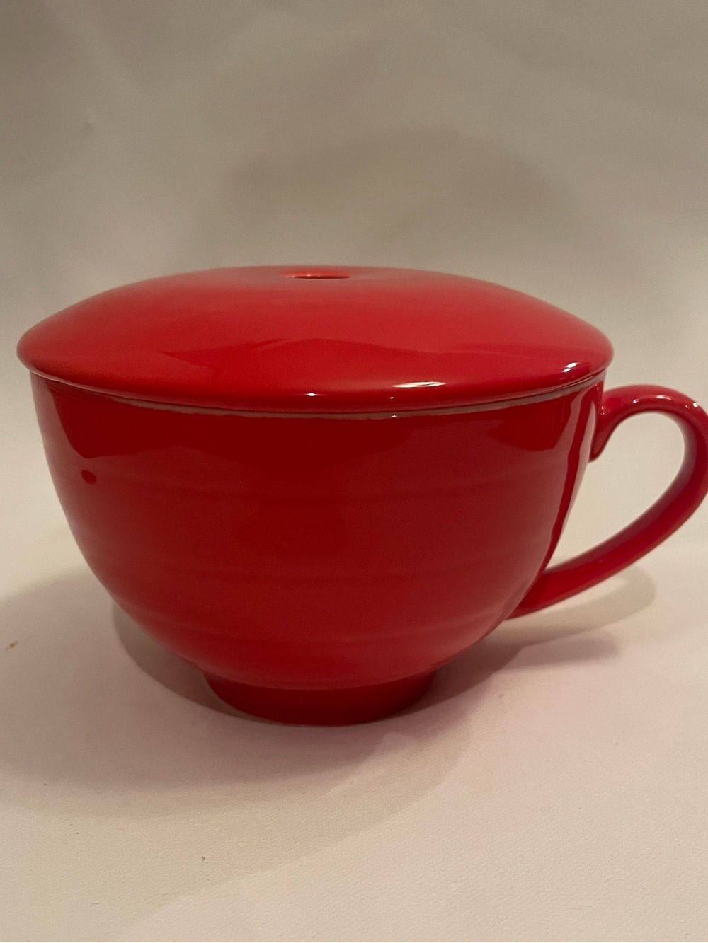 Tea Forte Ruby Red Ceramic Cafe Cup & Lid Steeping Mug NIB Aesthetic Luxury Gift